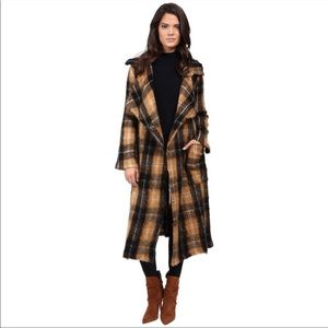 Free people Anaheim plaid sweater coat size small